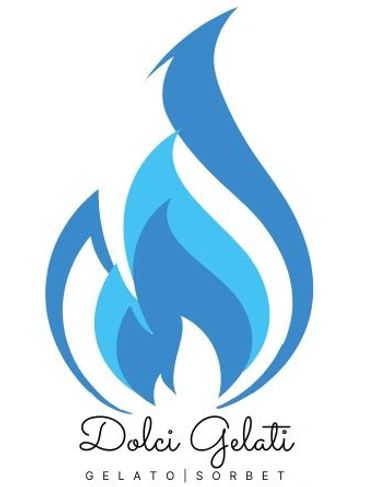 Blue flame logo for Dolci Gelati, a gelato and sorbet brand.