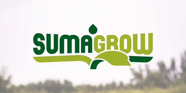 "Sumagrow" logo with skies and grass background.