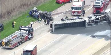 Michigan I-75 at Outer Driver after gravel hauler crash