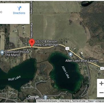 Google Maps - US-12 & Person Hwy near site of proposed gravel mining operation in the MI Irish Hills