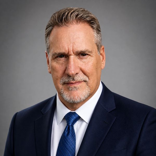 Professional portrait of a middle-aged man in a suit and tie.