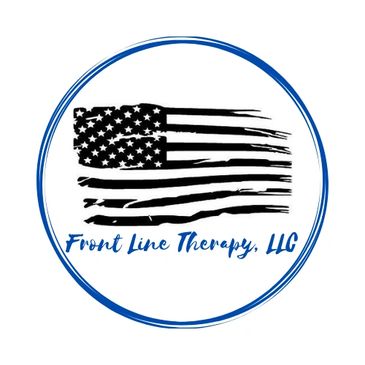 Abstract American flag logo with text Front Line Therapy, LLC.