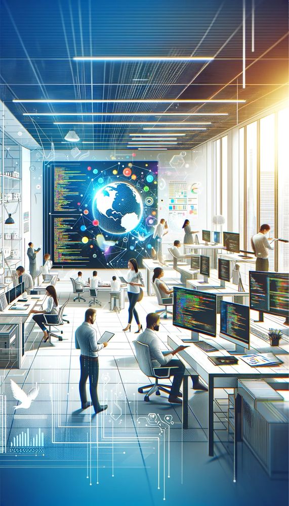 A group of workers using AI and machine learning.