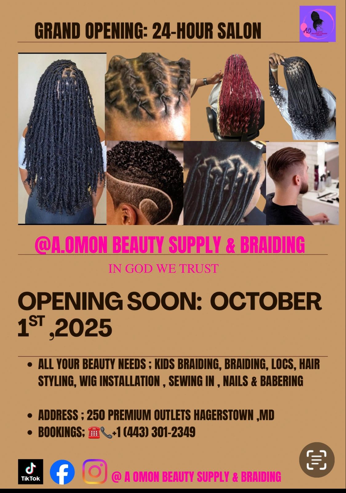 We are opening a new 24hr braiding salon.