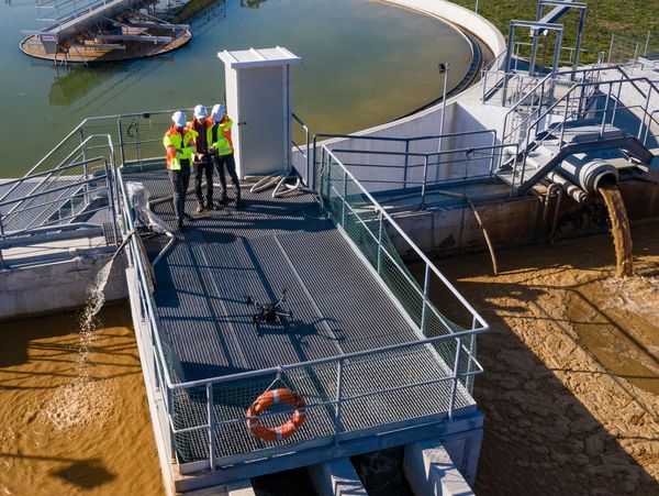 A team of water engineers on a water dam
