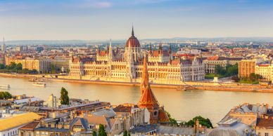 Scenic view of Budapest with the Parliament building by the Danube River.