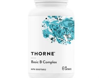Bottle of Thorne Basic B Complex vitamins.