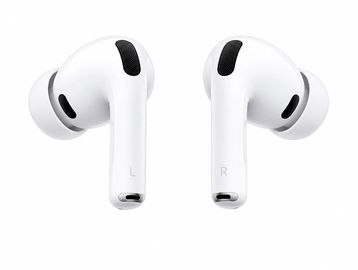 White wireless earbuds with silicone tips.