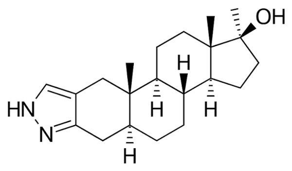 Chemical structure of a steroid molecule.