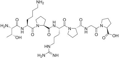 Chemical structure of a complex peptide molecule.