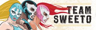Team Sweeto Illustration of 3 Main Burrito Lucha Characters in the Sweeto Universe.