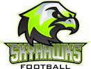 Skyhawks football team logo with a fierce hawk.