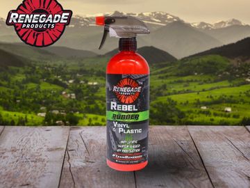 Renegade Rubber, Vinyl, Plastic: Cleans, conditions vehicle surfaces, no greasy residue.