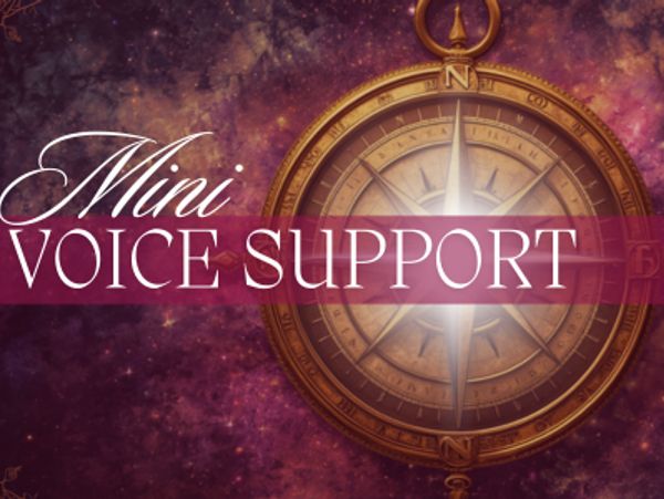 A cosmic-themed image with a compass and the text 'Mini Voice Support'.