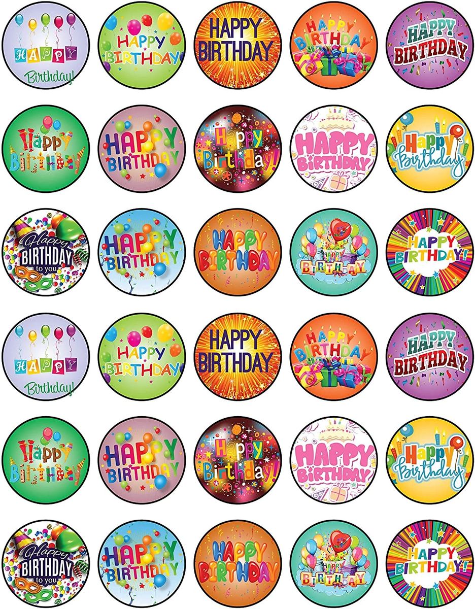Happy Birthday Edible Cupcake Toppers