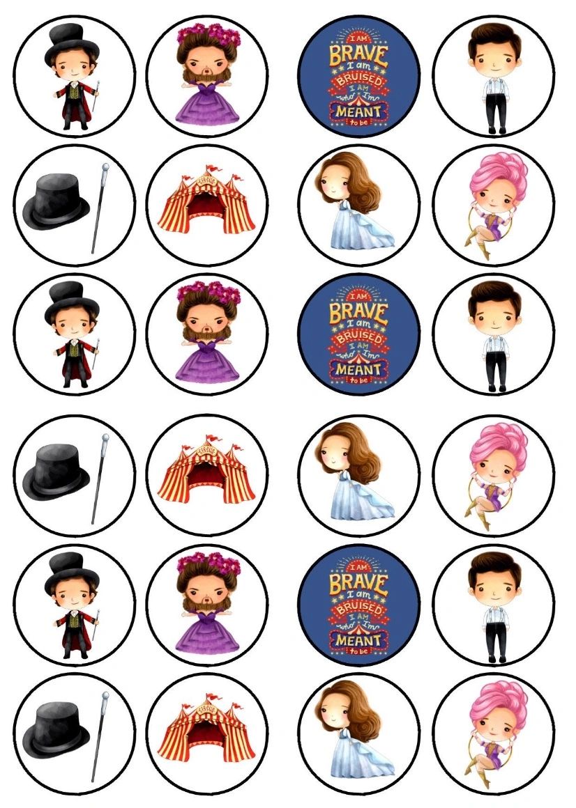 The Greatest Showman Cupcake Toppers