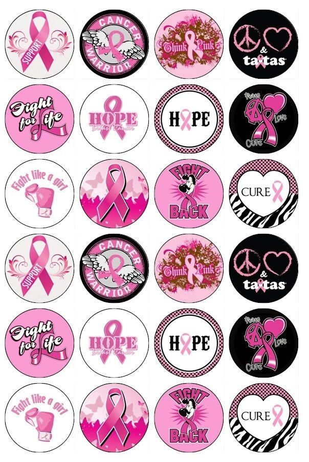 Breast Cancer Awareness Edible Cupcake Toppers