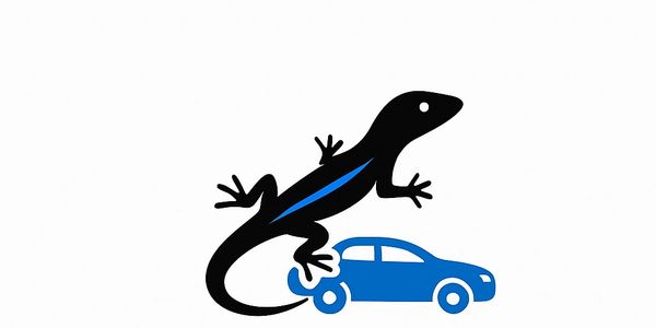 Logo of Lizzy's Detailing with a lizard and a blue car.