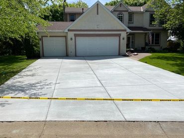 Broom finish concrete driveway