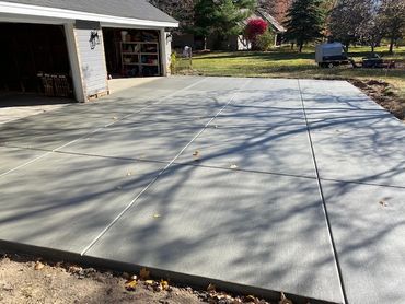 Large apron in front of this double double garage.