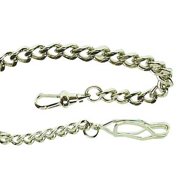 Rhodium Plated Stainless Steel Belt Hook Pocket Watch Chain 8-inch