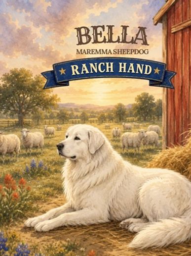 Maremma sheepdog named Bella lying near a barn on a ranch.