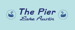 Logo of The Pier at Lake Austin featuring swans.