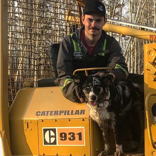 Pete & Dog on track loader