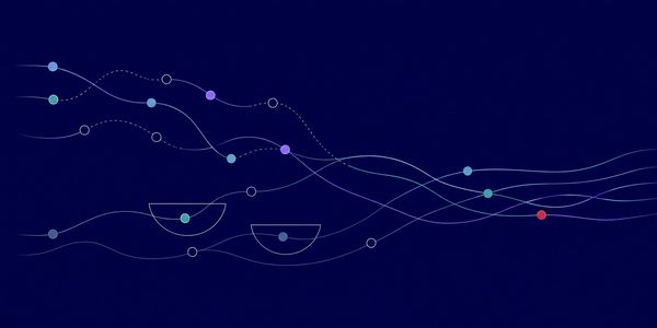 Abstract network connections with colorful nodes.