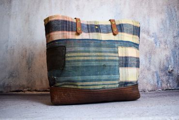 Repurposed bag made from antique Japanese Boro