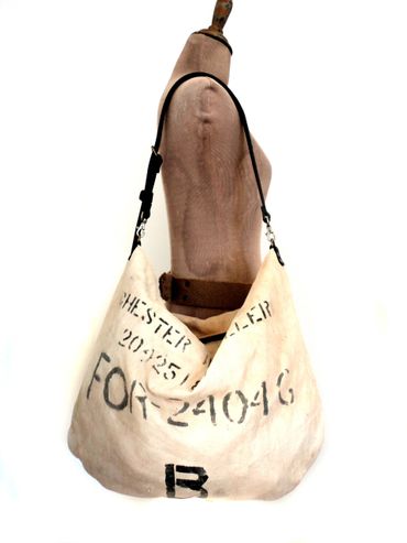 Large bag made from vintage military textiles