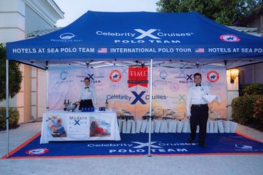 Celebrity Cruise Sublimation Polo Tent, Polo Blanket and Backdrop, and Promotional Items