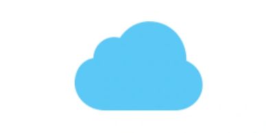 A simple blue cloud icon on a white background.