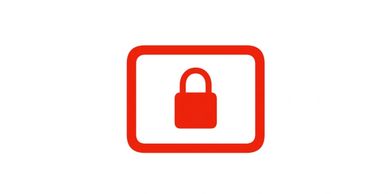 Red lock icon inside a rounded square on white background.