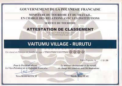 Attestation de classement 4 Tiare