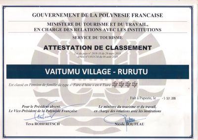 Attestation de classement 4 Tiare