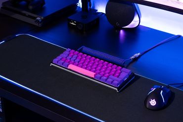 Ducky 2 mini keyboard and laser GMK custom coiled cable with aviator connector cabunnda