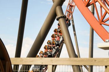 Baxter International Emplyees enjoying the roller coaster Copperhead Strike at Carowinds 2025