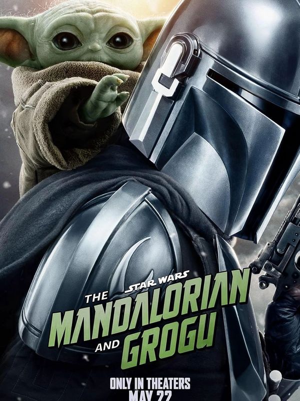 Poster of Star Wars' The Mandalorian and Grogu, showing the armored Mandalorian and Baby Yoda.