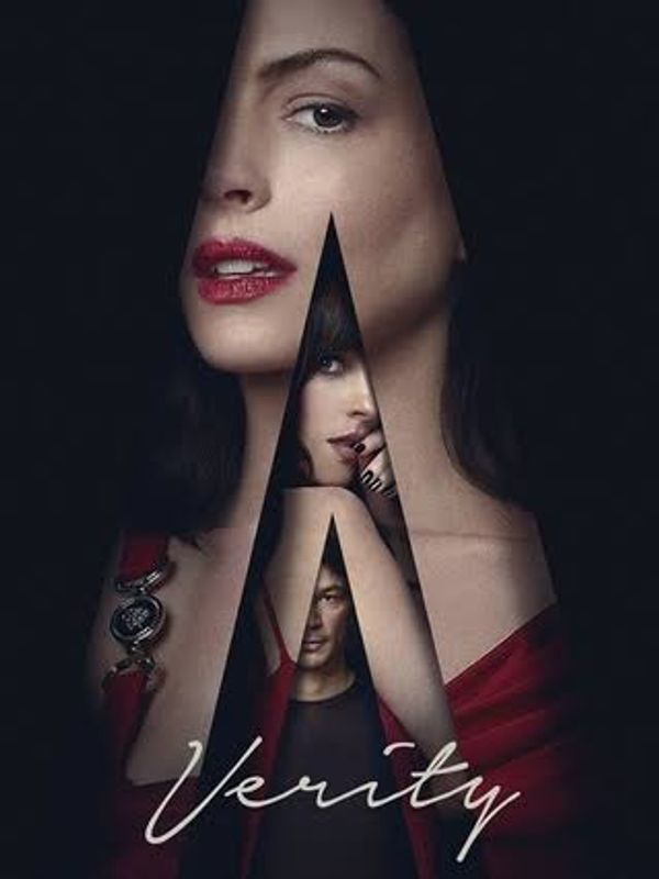 Dramatic movie poster for "Verity" with layered faces inside a stylized 'A'.