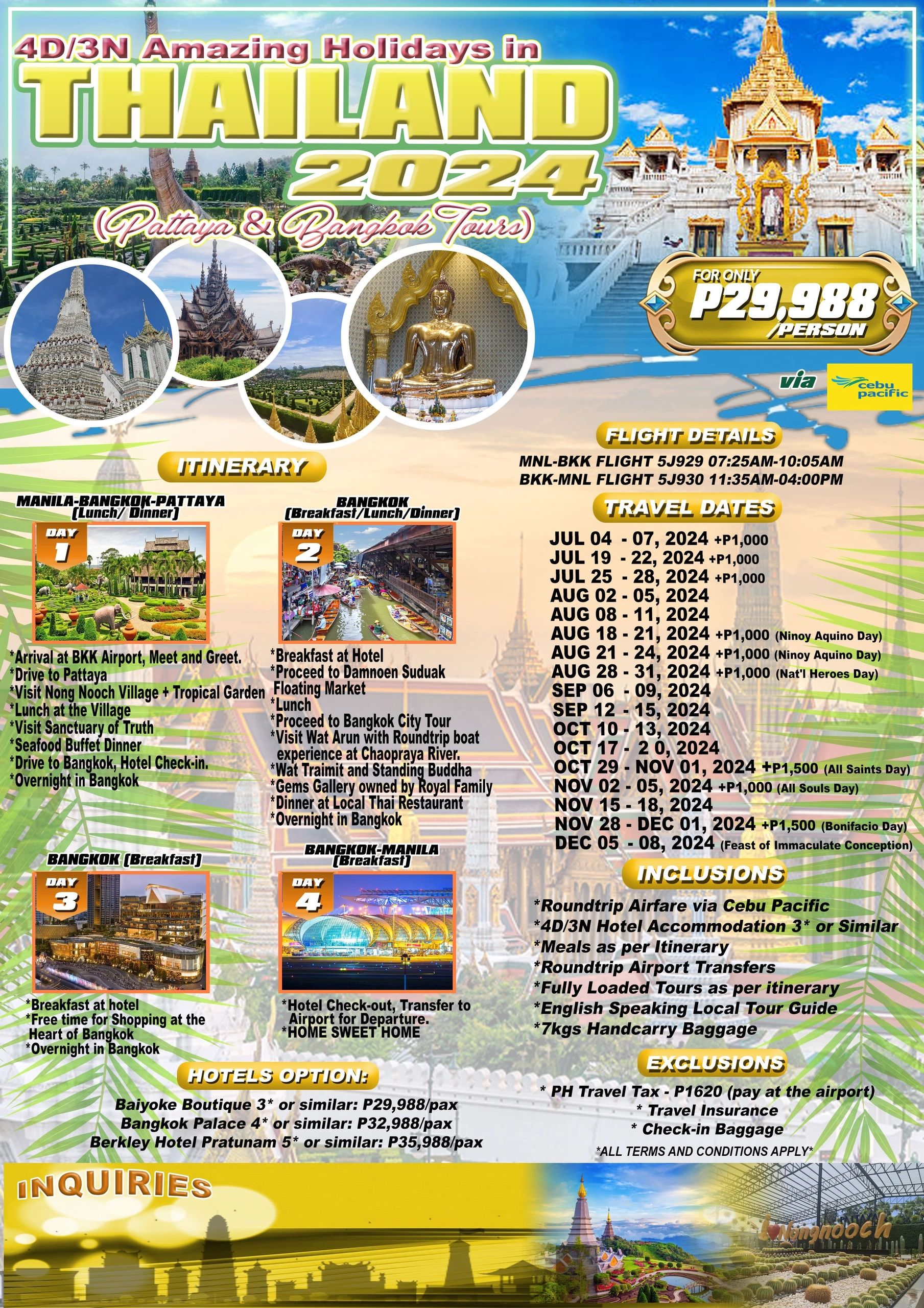4D3N Amazing Holidays in Thailand 2024