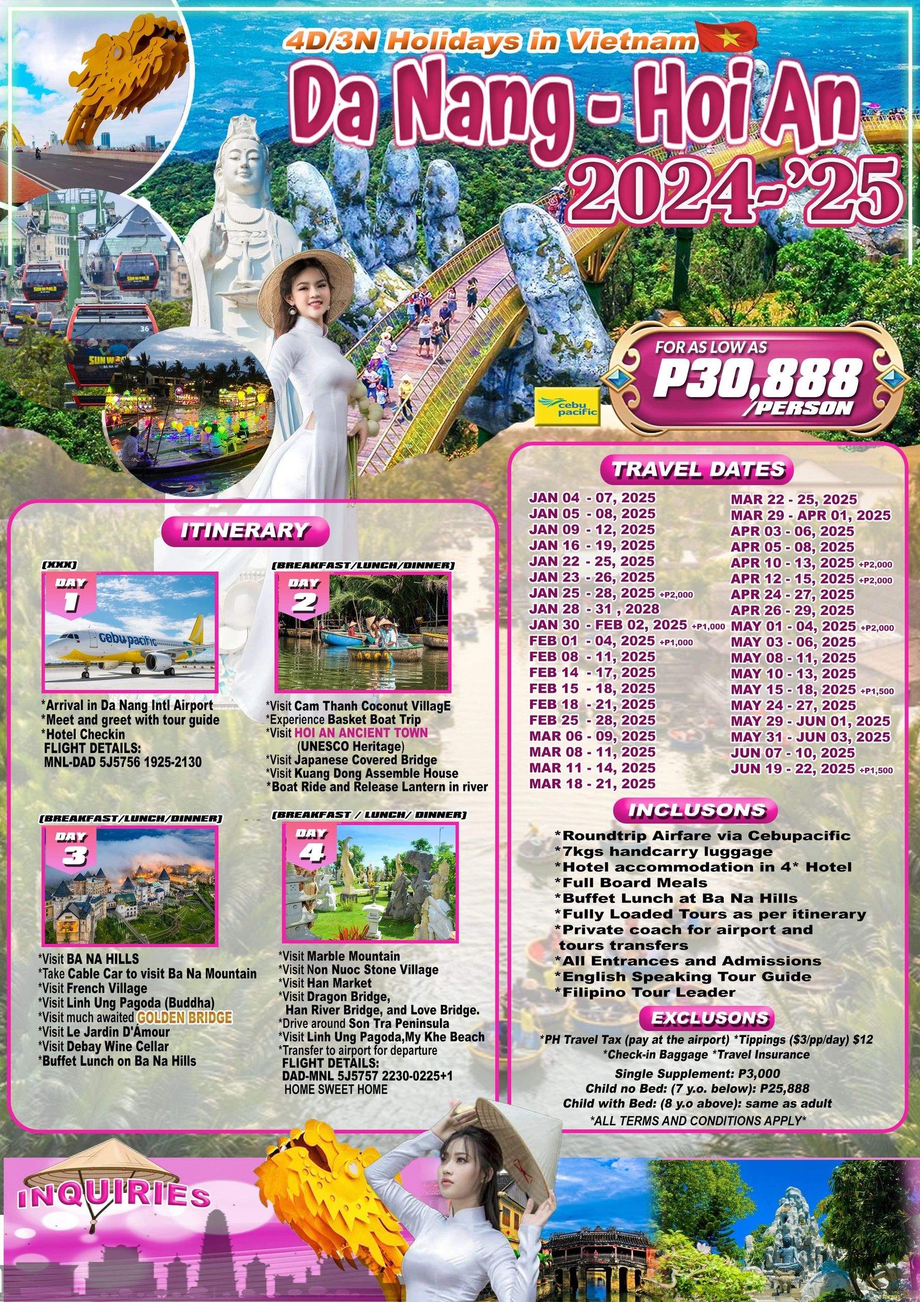 4D3N Holidays in Vietnam 2025 - DANANG AND HOI AN