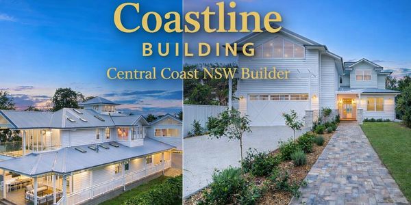 Modern coastal homes with stylish architecture and vibrant lighting at dusk.