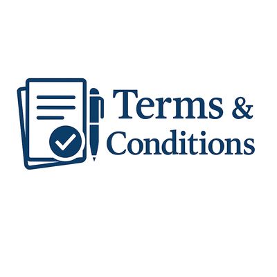 Icon representing terms and conditions with documents and pen.