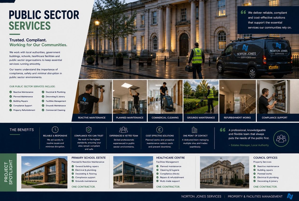 Public sector services by Norton Jones Services with maintenance and cleaning solutions.