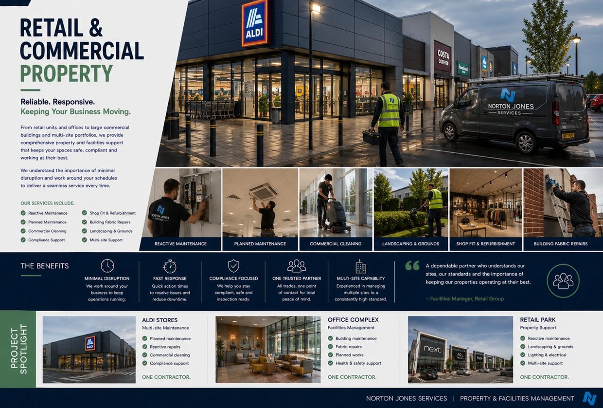 Commercial property maintenance services by Norton Jones.