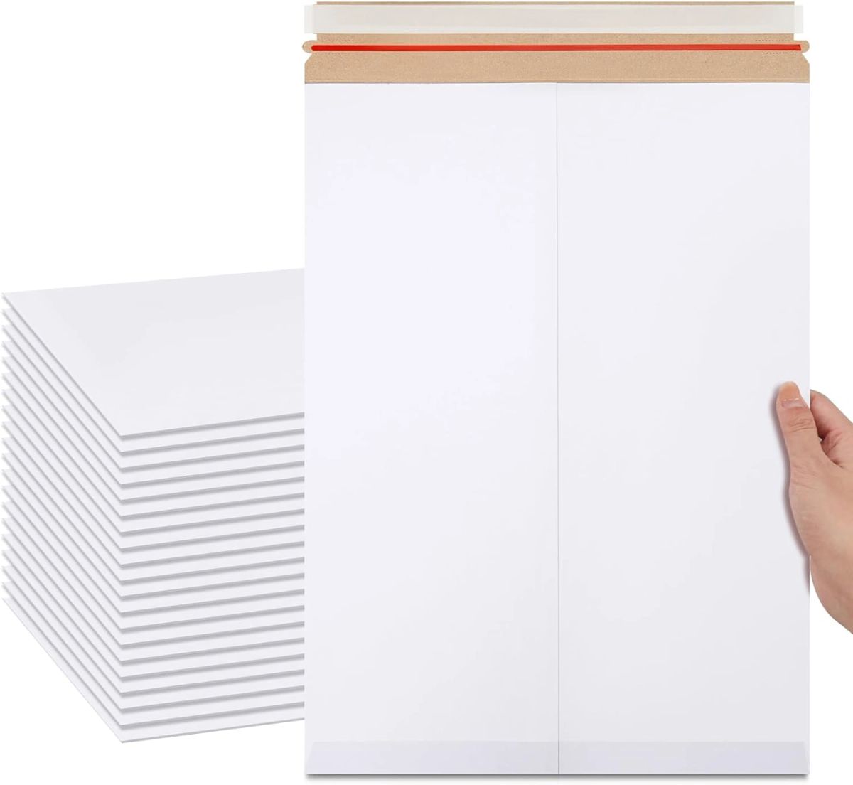 thumbnail image 2 of ProLine 5x7 Self Seal Rigid Photo Shipping Flats - Cardboard Envelope Mailers, White, 100% Recyclable 2 of 4