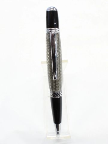 Mesa style pen in chrome with a braided stainless steel barrel.