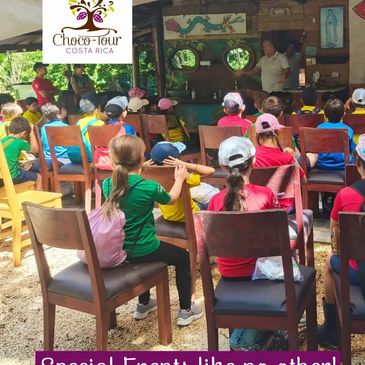Children attending an educational event at Choco-Tour Costa Rica.