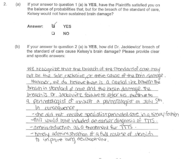 Jury Verdict - Causation